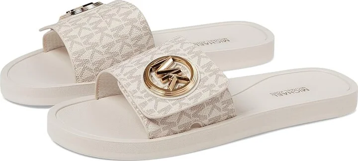 MICHAEL Michael Kors MK Charm Slide Women's Sandals Vanilla : 5 M, Rubber