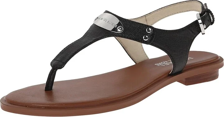 MICHAEL Michael Kors MK Plate Thong Women's Sandals Black Saffiano 1 : 7.5 M, Leather/Textile - Image 2