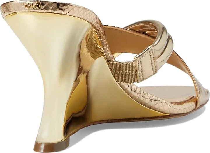 MICHAEL Michael Kors Nadina Mule Wedge Women's Sandals Pale Gold : 6 M, Leather/Rubber - Image 4