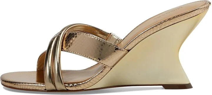 MICHAEL Michael Kors Nadina Mule Wedge Women's Sandals Pale Gold : 6 M, Leather/Rubber - Image 5