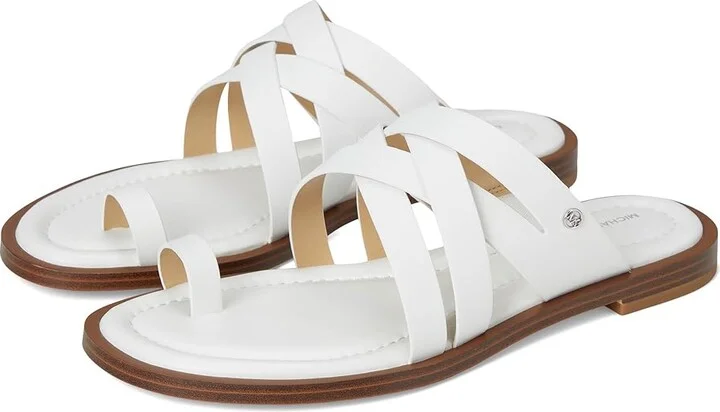 MICHAEL Michael Kors Nora Thong Sandal Women's Sandals Optic White : 8.5 M, Leather