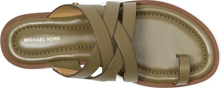 MICHAEL Michael Kors Nora Thong Sandal Women's Sandals Safari Green : 8 M, Leather - Image 2