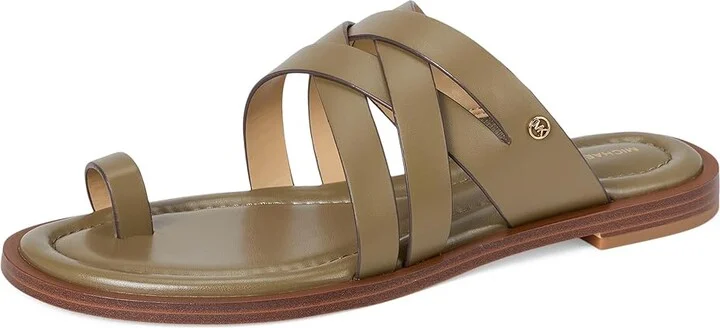 MICHAEL Michael Kors Nora Thong Sandal Women's Sandals Safari Green : 8 M, Leather - Image 5