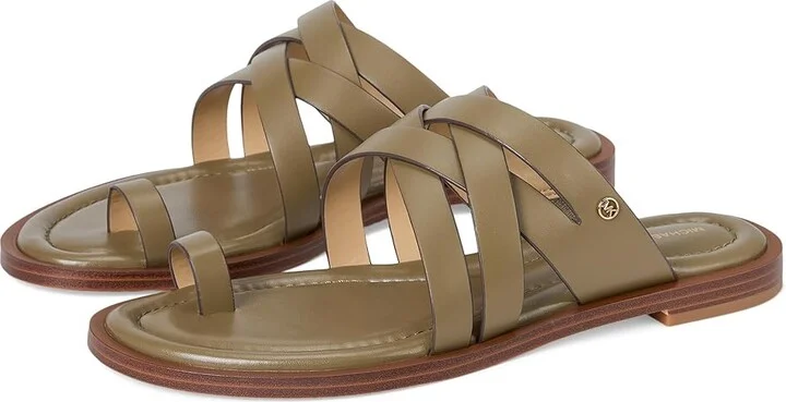 MICHAEL Michael Kors Nora Thong Sandal Women's Sandals Safari Green : 8 M, Leather