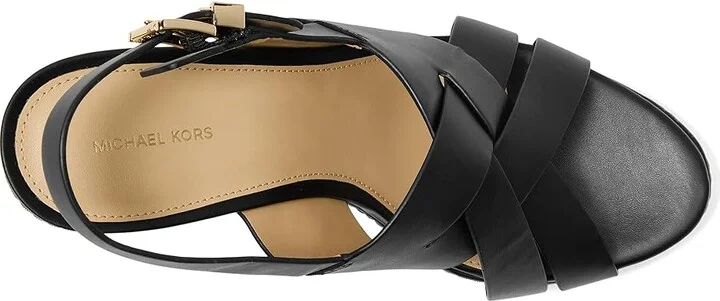 MICHAEL Michael Kors Nora Wedge High Women's Heels Black : 7 M, Leather - Image 2