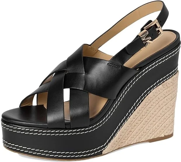 MICHAEL Michael Kors Nora Wedge High Women's Heels Black : 7 M, Leather - Image 5