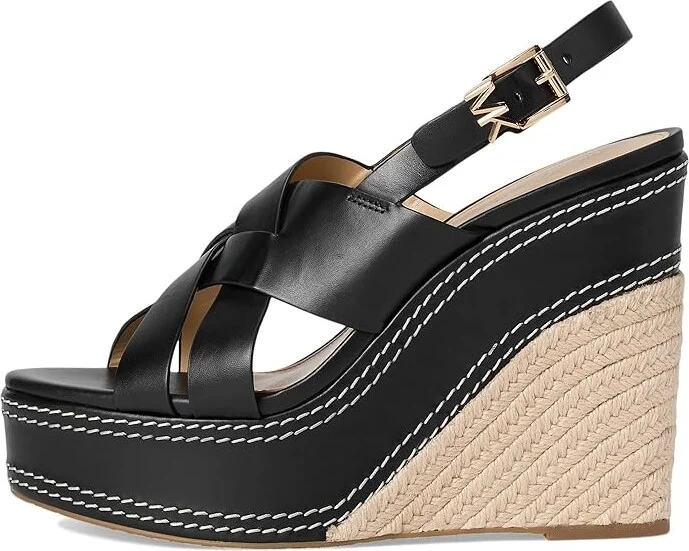 MICHAEL Michael Kors Nora Wedge High Women's Heels Black : 7 M, Leather - Image 6