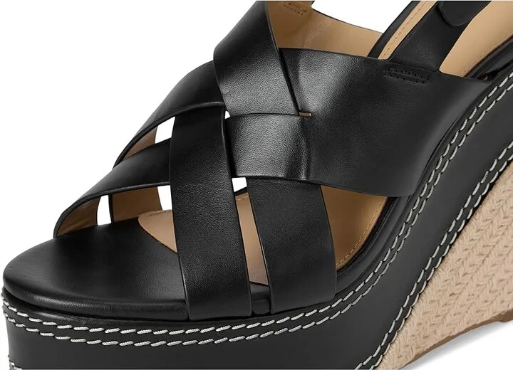 MICHAEL Michael Kors Nora Wedge High Women's Heels Black : 7 M, Leather - Image 7