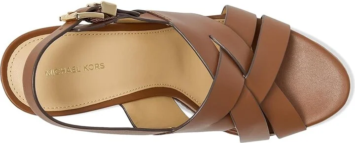 MICHAEL Michael Kors Nora Wedge High Women's Heels Luggage : 7 M, Leather - Image 2