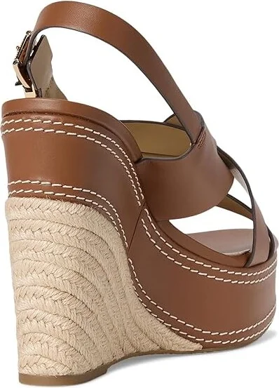 MICHAEL Michael Kors Nora Wedge High Women's Heels Luggage : 7 M, Leather - Image 4