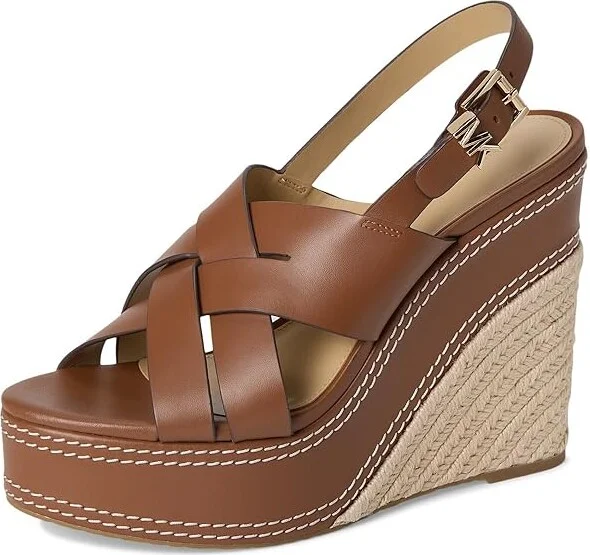 MICHAEL Michael Kors Nora Wedge High Women's Heels Luggage : 7 M, Leather - Image 5