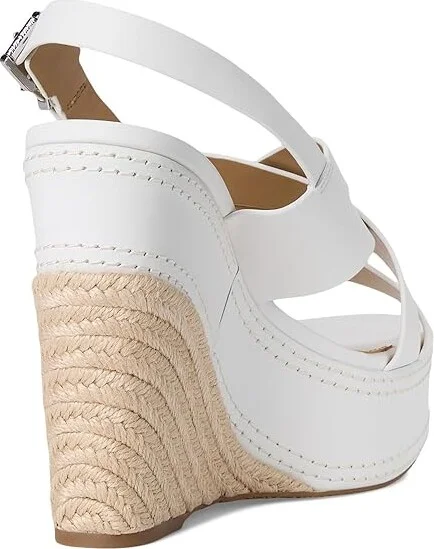 MICHAEL Michael Kors Nora Wedge High Women's Heels Optic White : 9.5 M, Leather - Image 4