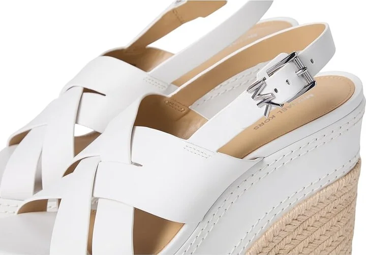 MICHAEL Michael Kors Nora Wedge High Women's Heels Optic White : 9.5 M, Leather - Image 7