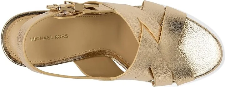 MICHAEL Michael Kors Nora Wedge High Women's Heels Pale Gold : 10 M, Leather - Image 2