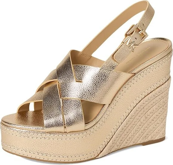 MICHAEL Michael Kors Nora Wedge High Women's Heels Pale Gold : 10 M, Leather - Image 5