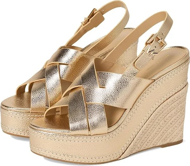 MICHAEL Michael Kors Nora Wedge High Women's Heels Pale Gold : 10 M, Leather
