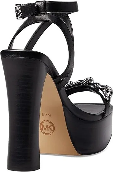 MICHAEL Michael Kors Paola Chain Platform Women's Shoes Black : 8 M, Leather - Image 4