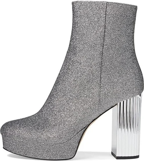 MICHAEL Michael Kors Porter Platform Bootie Women's Shoes Silver : 7.5 M, Leather - Image 5