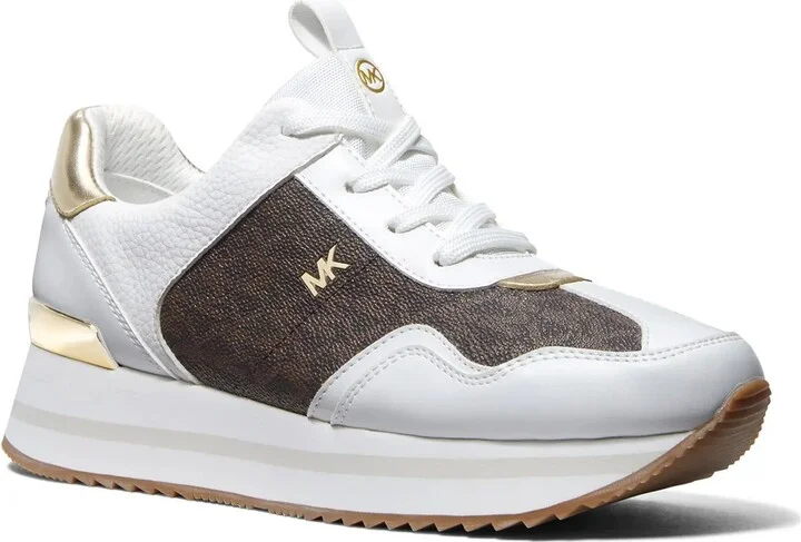 Brown/White/Gold Metallic