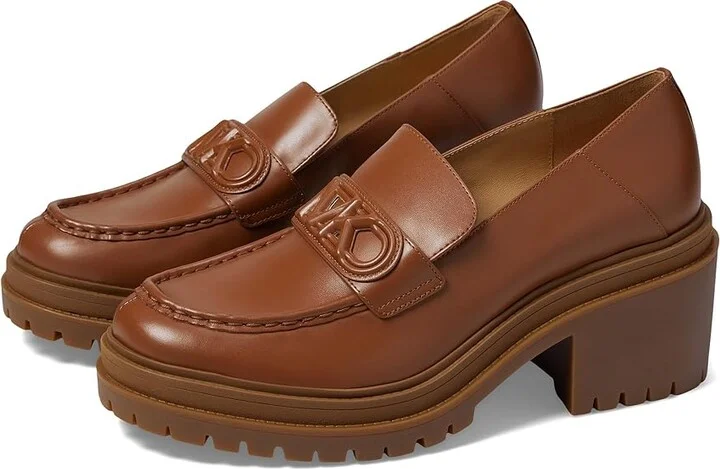 MICHAEL Michael Kors Rocco Heeled Loafer Women's Shoes Luggage : 9 M, Leather