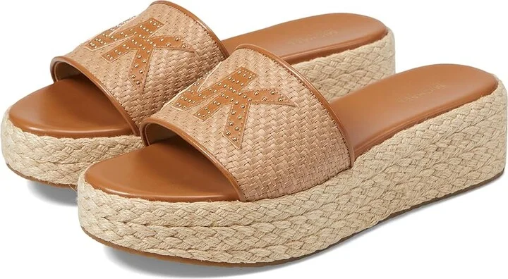 MICHAEL Michael Kors Sadler Wedge Women's Shoes Natural/Acorn : 5.5 M, Textile