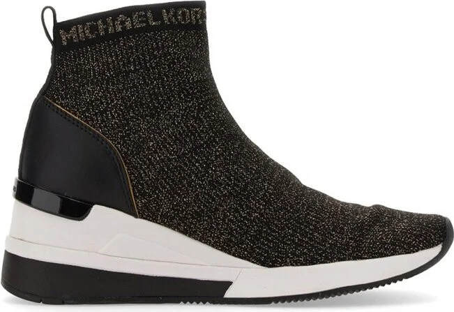Michael Michael Kors Skyler Metallic Stretch Knit Sock Sneakers