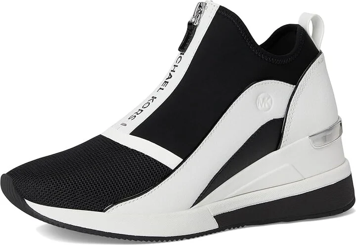 MICHAEL Michael Kors Spencer Wedge Trainer Women's Shoes Black/Optic White : 7.5 M, Synthetic - Image 5