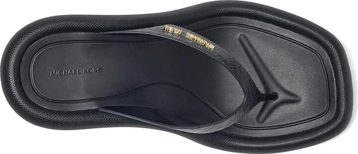 MICHAEL Michael Kors Splash Heeled Sandal Women's Wedge Shoes Black : 6 M, Leather - Image 2