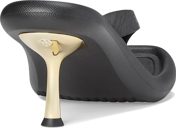 MICHAEL Michael Kors Splash Heeled Sandal Women's Wedge Shoes Black : 6 M, Leather - Image 4