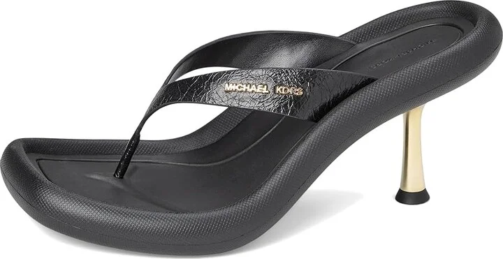 MICHAEL Michael Kors Splash Heeled Sandal Women's Wedge Shoes Black : 6 M, Leather - Image 5