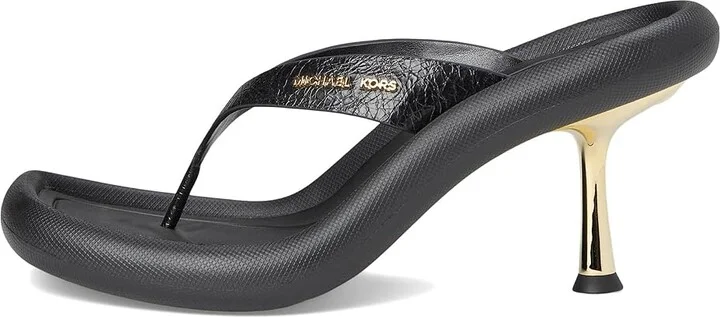 MICHAEL Michael Kors Splash Heeled Sandal Women's Wedge Shoes Black : 6 M, Leather - Image 6