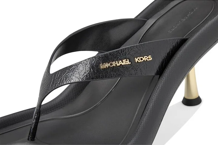 MICHAEL Michael Kors Splash Heeled Sandal Women's Wedge Shoes Black : 6 M, Leather - Image 7