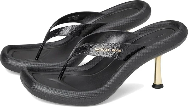 MICHAEL Michael Kors Splash Heeled Sandal Women's Wedge Shoes Black : 6 M, Leather