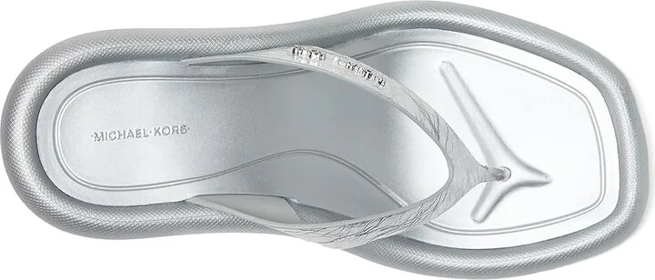 MICHAEL Michael Kors Splash Heeled Sandal Women's Wedge Shoes Silver : 7.5 M, Leather - Image 2