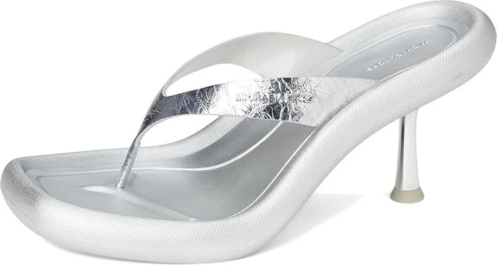MICHAEL Michael Kors Splash Heeled Sandal Women's Wedge Shoes Silver : 7.5 M, Leather - Image 5