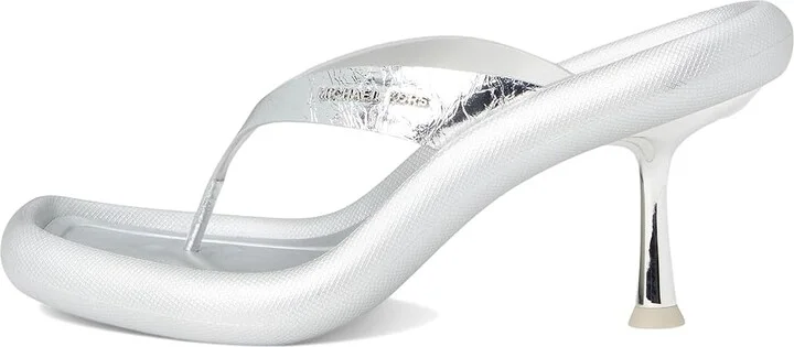 MICHAEL Michael Kors Splash Heeled Sandal Women's Wedge Shoes Silver : 7.5 M, Leather - Image 6
