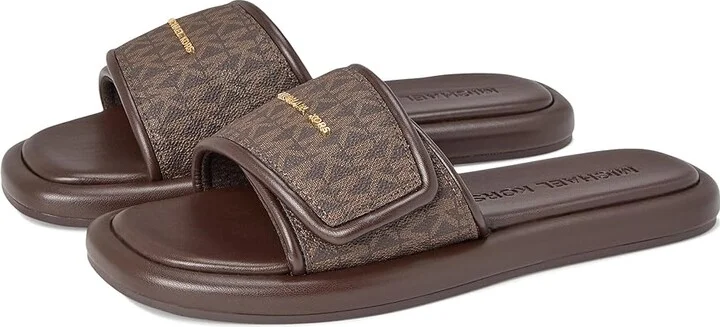 MICHAEL Michael Kors Suki Flat Slide Women's Sandals Brown : 7 M