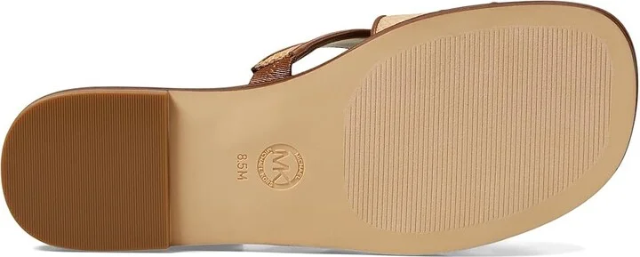 MICHAEL Michael Kors Tiffanie Flat Slide Women's Sandals Natural/Luggage : 8 M, Leather/Rubber - Image 3