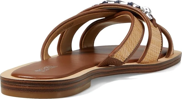 MICHAEL Michael Kors Tiffanie Flat Slide Women's Sandals Natural/Luggage : 8 M, Leather/Rubber - Image 4