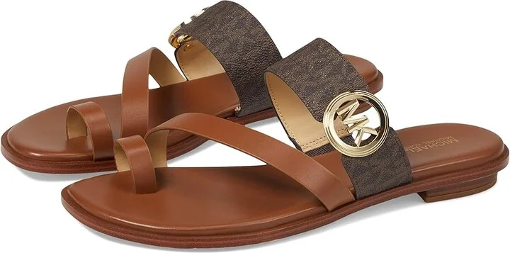 MICHAEL Michael Kors Vera Flat Thong Women's Sandals Brown : 7.5 M, Leather/Rubber