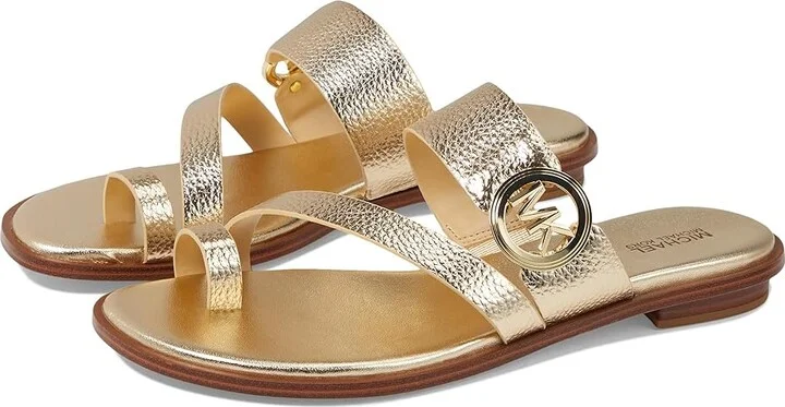 MICHAEL Michael Kors Vera Flat Thong Women's Sandals Pale Gold : 7.5 M, Leather/Rubber