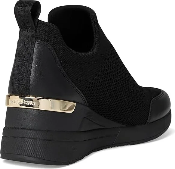 MICHAEL Michael Kors Willis Wedge Trainer Women's Shoes Black 1 : 11 M, Leather/Textile - Image 4