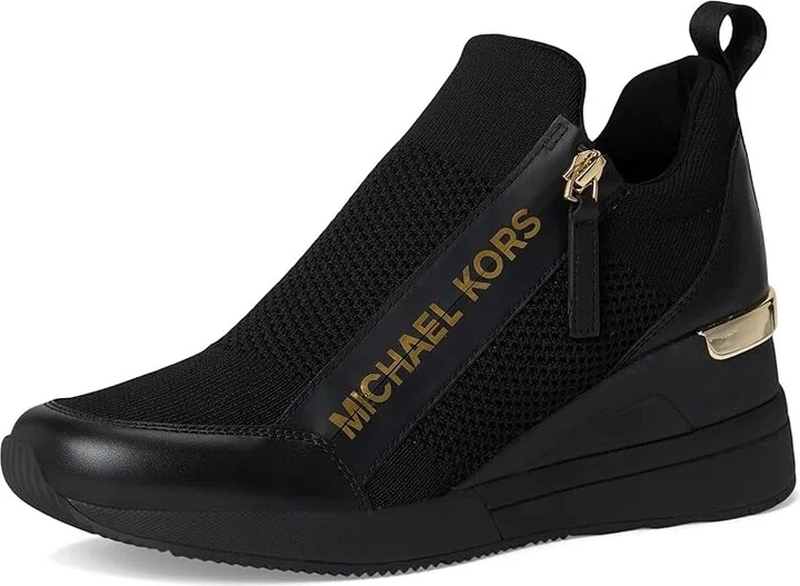 MICHAEL Michael Kors Willis Wedge Trainer Women's Shoes Black 1 : 11 M, Leather/Textile - Image 5