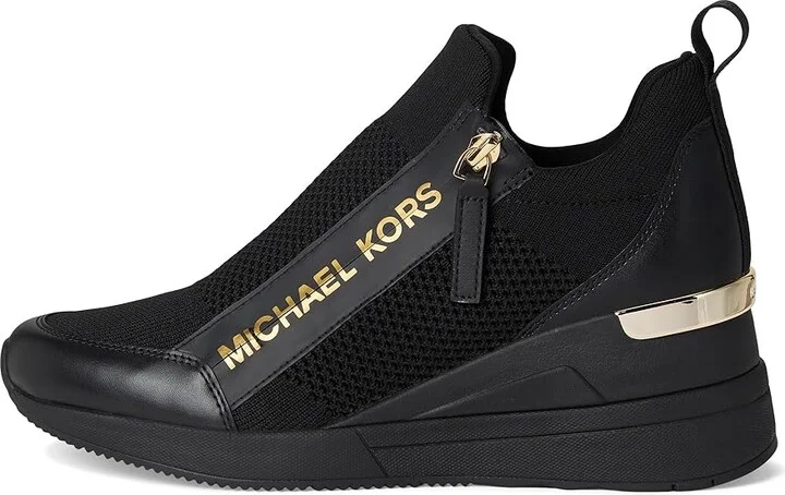 MICHAEL Michael Kors Willis Wedge Trainer Women's Shoes Black 1 : 11 M, Leather/Textile - Image 6