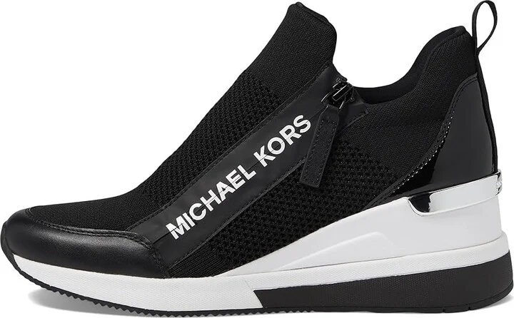 MICHAEL Michael Kors Willis Wedge Trainer Women's Shoes Black : 5.5 M, Leather/Textile - Image 6