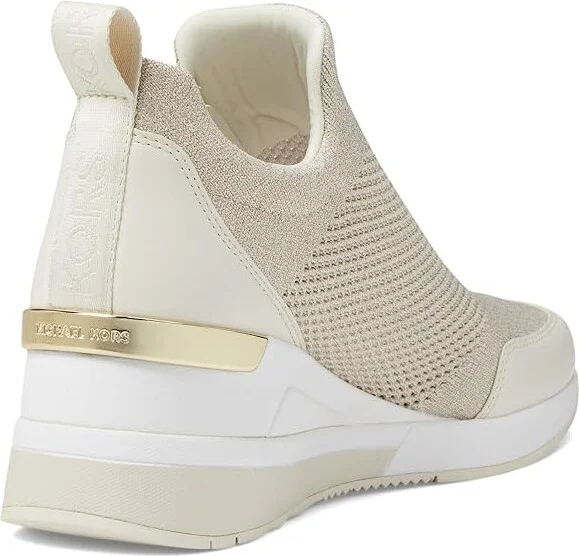 MICHAEL Michael Kors Willis Wedge Trainer Women's Shoes Champagne : 5.5 M, Leather/Textile - Image 4