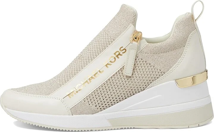 MICHAEL Michael Kors Willis Wedge Trainer Women's Shoes Champagne : 5.5 M, Leather/Textile - Image 6