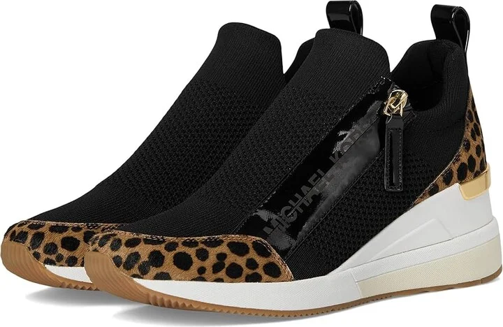 MICHAEL Michael Kors Willis Wedge Trainer Women's Shoes Husk : 10 M, Leather/Textile