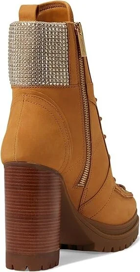 MICHAEL Michael Kors Yvonne Bootie High Women's Heels Tan : 7.5 M, Leather/Rubber - Image 4
