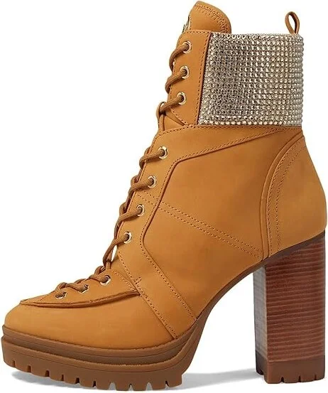 MICHAEL Michael Kors Yvonne Bootie High Women's Heels Tan : 7.5 M, Leather/Rubber - Image 5